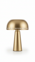 Brushed gold accent lamp with orb shade