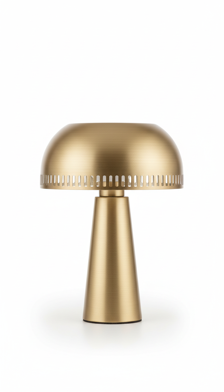 Brushed gold accent lamp with orb shade