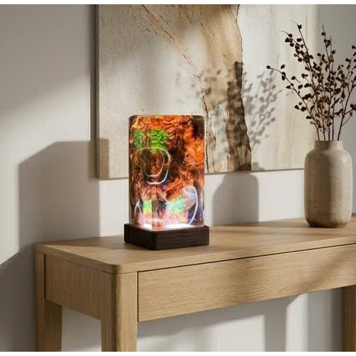 Premium Epoxy Resin Night Light | Rare Suar Wood Stand | Handmade 3D Art – DKay Decor