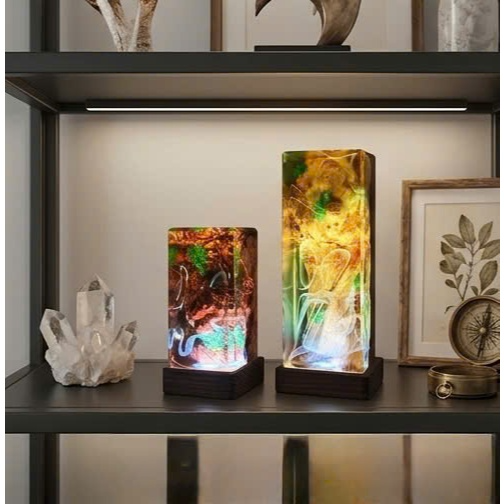 Premium Epoxy Resin Night Light | Rare Suar Wood Stand | Handmade 3D Art – DKay Decor