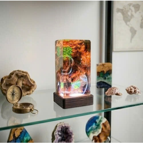 Premium Epoxy Resin Night Light | Rare Suar Wood Stand | Handmade 3D Art – DKay Decor