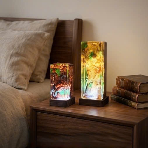 Premium Epoxy Resin Night Light | Rare Suar Wood Stand | Handmade 3D Art – DKay Decor