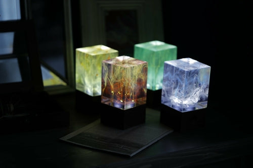 Ocean Epoxy Resin Cube Lamp | Handmade 3D Seascapes Art – DKay Decor