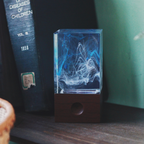 Aurora Borealis Epoxy Resin Cube Lamp | Northern Lights Art – DKay Decor