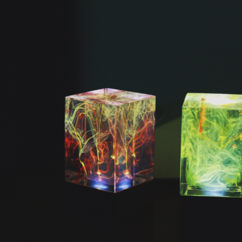Aurora Borealis Epoxy Resin Cube Lamp | Northern Lights Art – DKay Decor