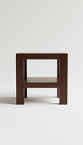 Espresso wood side table with beveled edge
