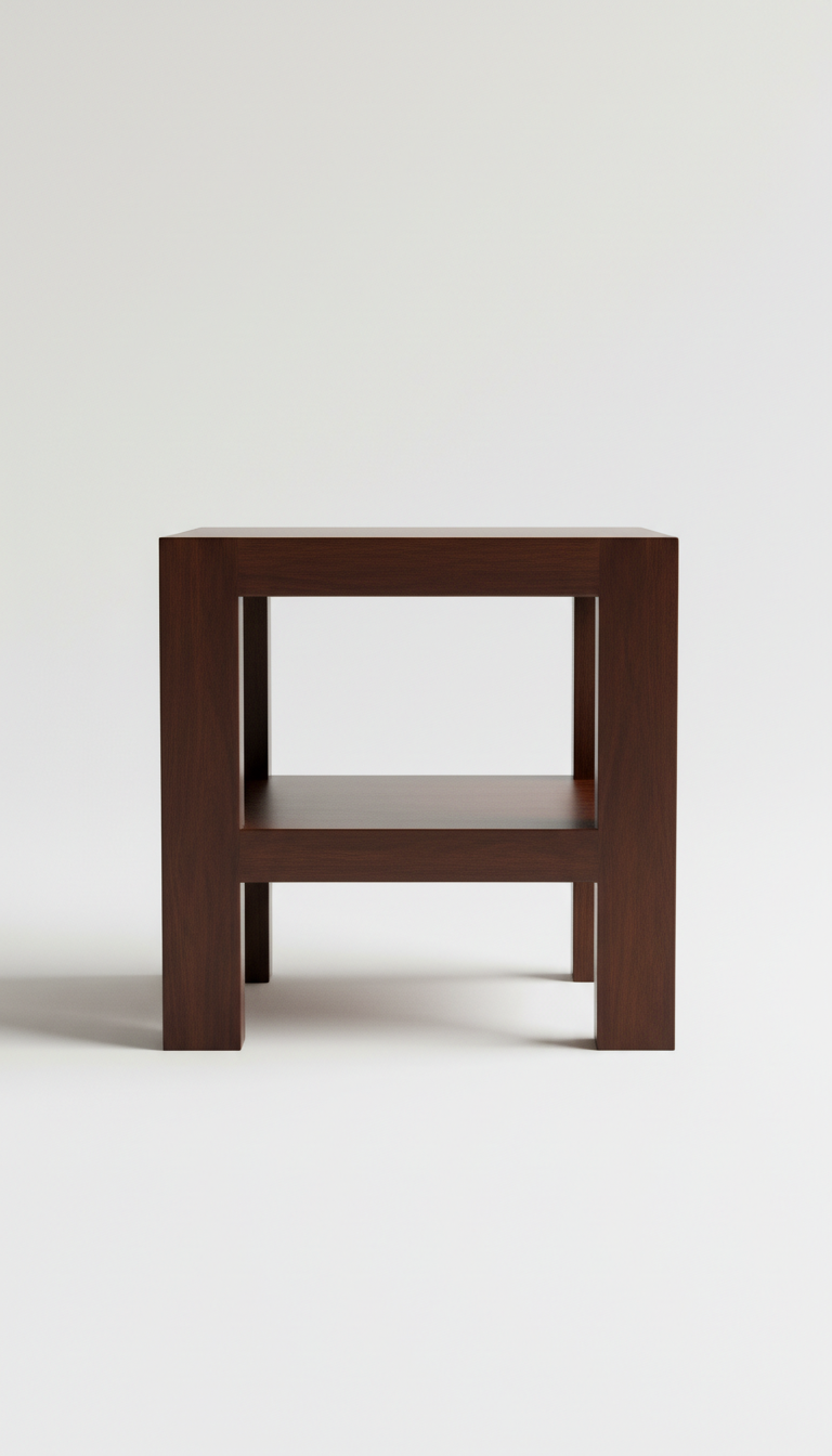 Espresso wood side table with beveled edge