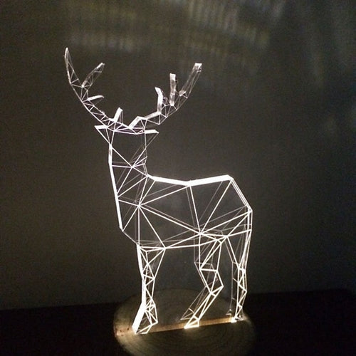 Geometric Deer LED Night Light | Transparent Acrylic Art Lamp – DKay Decor