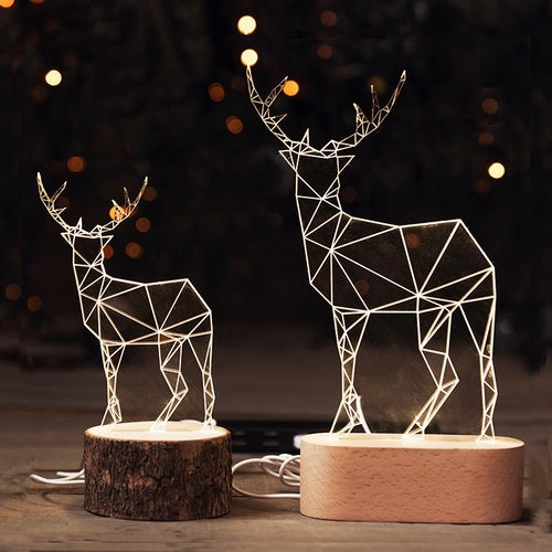Geometric Deer LED Night Light | Transparent Acrylic Art Lamp – DKay Decor