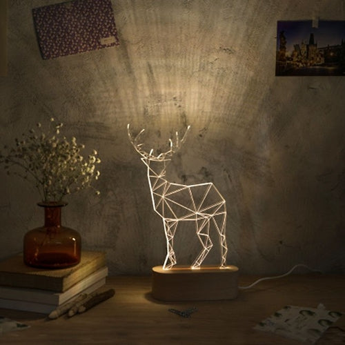 Geometric Deer LED Night Light | Transparent Acrylic Art Lamp – DKay Decor