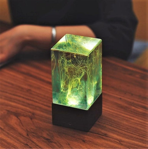 Aurora Borealis Epoxy Resin Cube Lamp | Northern Lights Art – DKay Decor