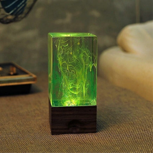 Aurora Borealis Epoxy Resin Cube Lamp | Northern Lights Art – DKay Decor