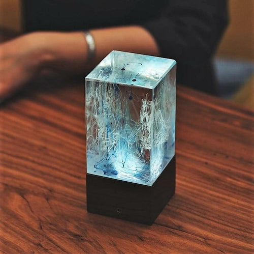 Ocean Epoxy Resin Cube Lamp | Handmade 3D Seascapes Art – DKay Decor