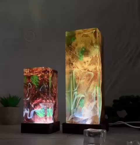 Premium Epoxy Resin Night Light | Rare Suar Wood Stand | Handmade 3D Art – DKay Decor