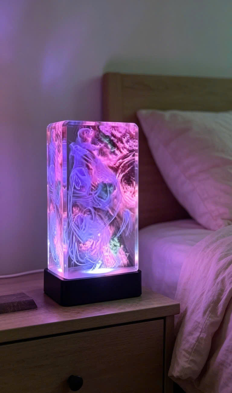 Premium Epoxy Resin Night Light | Rare Suar Wood Stand | Handmade 3D Art – DKay Decor