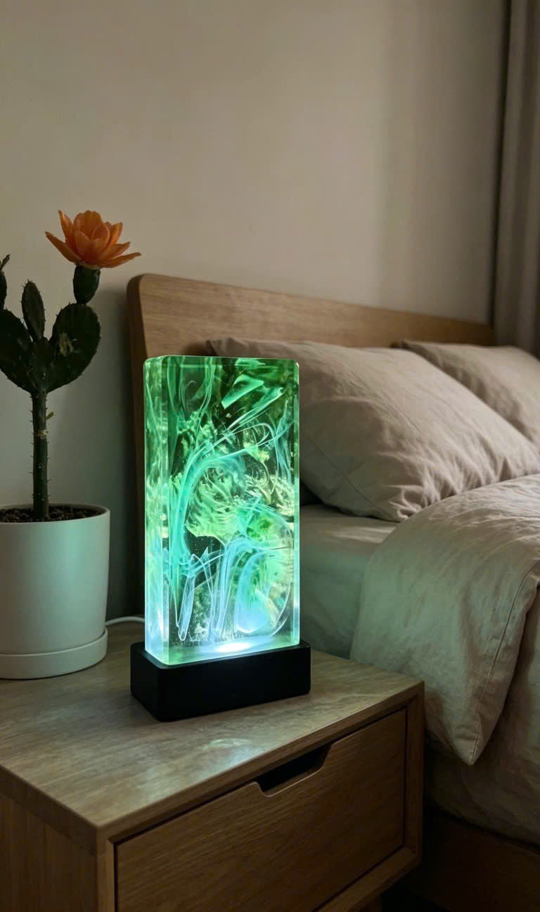 Premium Epoxy Resin Night Light | Rare Suar Wood Stand | Handmade 3D Art – DKay Decor